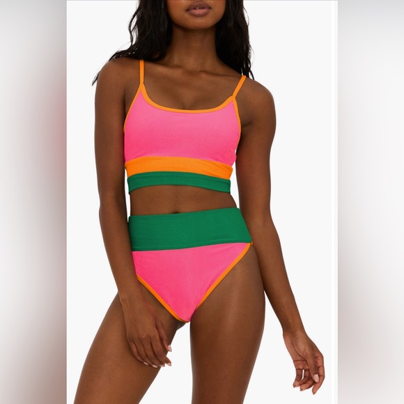 NWOT Beach Riot Eva Colorblock Bikini Top Size S $98 - Picture 3 of 6